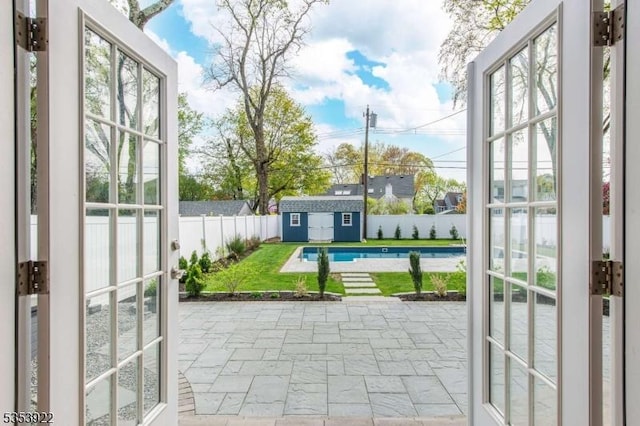 exterior space with stone tile flooring