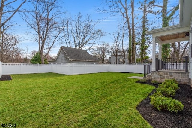 view of yard featuring a fenced backyard