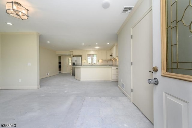318 Sunnyside Ter, Bridgewater Twp, NJ 08807 - unfurnished living room with baseboards, visible vents, recessed lighting, and concrete floors