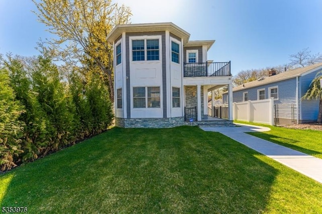 1537 Franklin St, Clark Twp, NJ 07066 - view of front of home featuring a balcony and stone siding