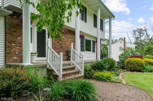 45 Marble Hill Rd, Liberty Twp, NJ 07838 - entrance to property with brick siding and a porch