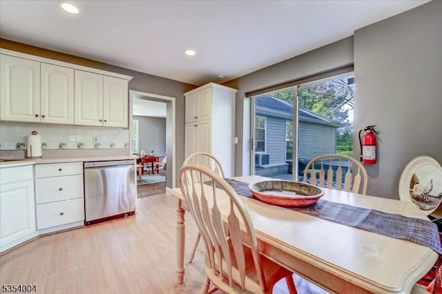 interior space with recessed lighting and light wood-style flooring