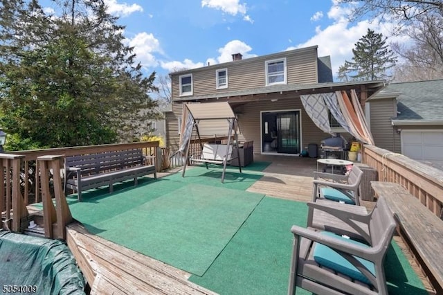 back of property featuring a deck and cooling unit