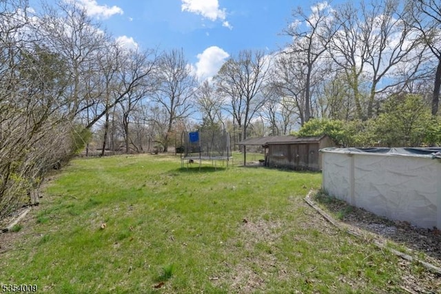 view of yard featuring a trampoline