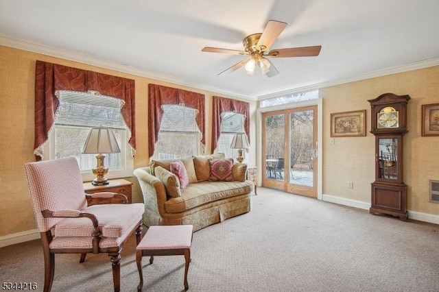 11 Mountain View Dr, Chester Twp, NJ 07930 - interior space with ornamental molding, carpet, and a healthy amount of sunlight