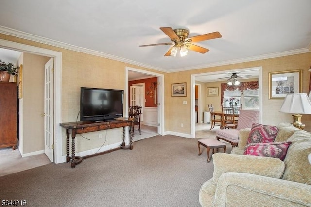 11 Mountain View Dr, Chester Twp, NJ 07930 - living room with ceiling fan, carpet floors, and baseboards