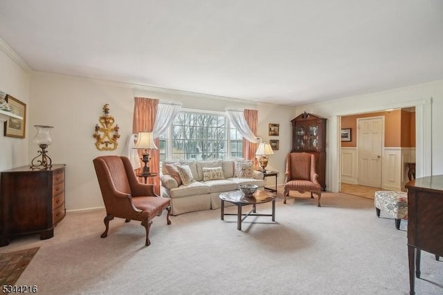 11 Mountain View Dr, Chester Twp, NJ 07930 - living room with crown molding and light carpet