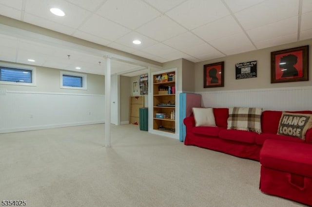 3 F Somerset Hills Ct Unit 3F, Bernardsville Boro, NJ 07924 - living room featuring carpet and a drop ceiling