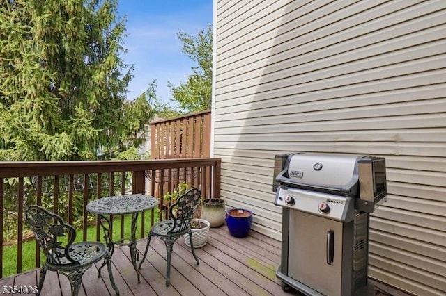 deck with a grill