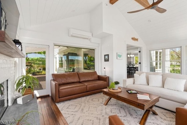 sunroom featuring an AC wall unit