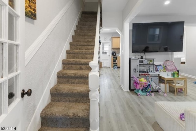 436 Forest St, Kearny Town, NJ 07032 - stairway with wood finished floors