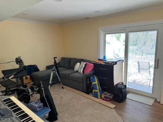 61 Duval St, Bridgewater Twp, NJ 08807 - exercise room featuring crown molding and wood finished floors