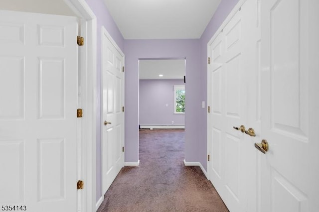 12 Toth Ct, Clifton City, NJ 07014 - corridor with baseboards, carpet flooring, and a baseboard heating unit