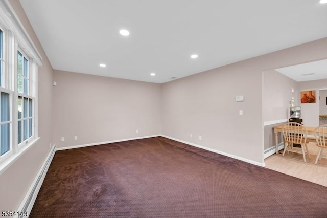 12 Toth Ct, Clifton City, NJ 07014 - carpeted spare room featuring baseboards, a baseboard radiator, and recessed lighting