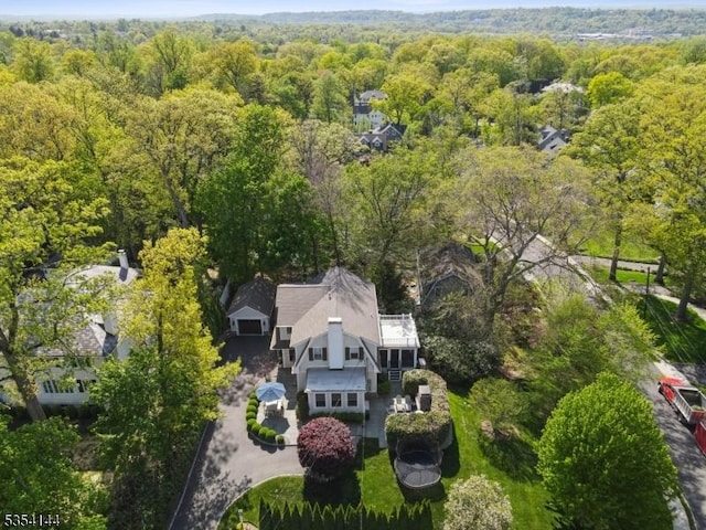 bird's eye view with a view of trees