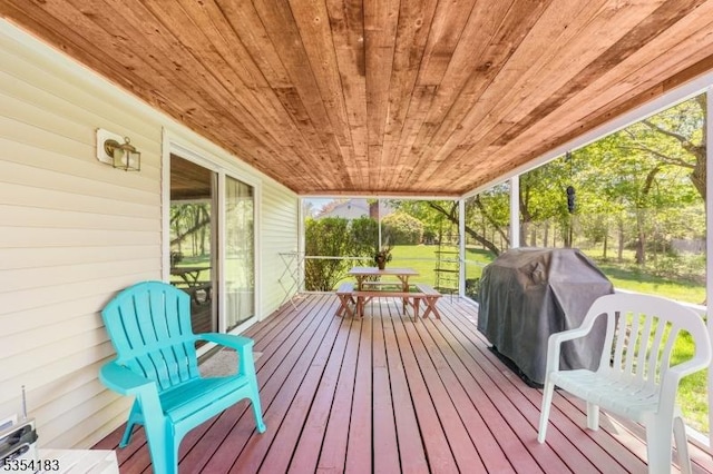 deck with a grill