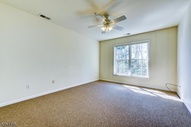 1310 Hamilton Dr, Rockaway Twp, NJ 07866 - carpeted spare room featuring baseboards, visible vents, and ceiling fan
