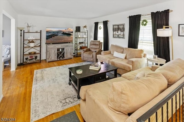 living area with wood finished floors