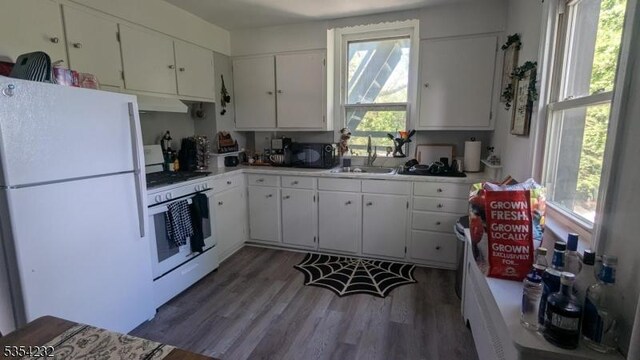 810-814 Leland Ave, Plainfield City, NJ 07062 - kitchen featuring white appliances, a sink, wood finished floors, under cabinet range hood, and light countertops