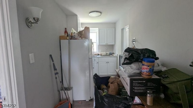 810-814 Leland Ave, Plainfield City, NJ 07062 - kitchen featuring freestanding refrigerator and white cabinets