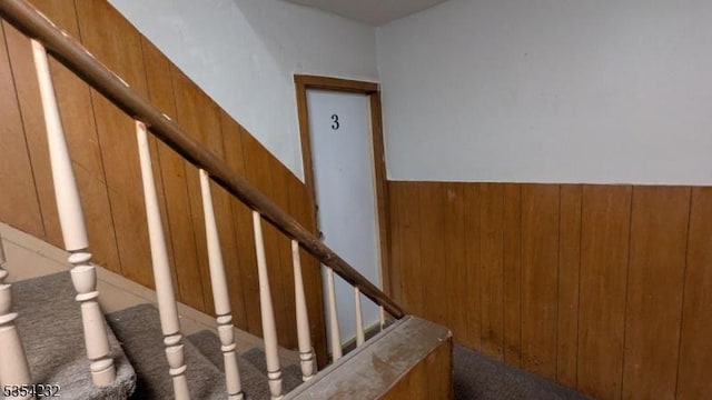 810-814 Leland Ave, Plainfield City, NJ 07062 - stairs featuring wood walls and a wainscoted wall