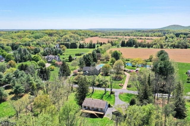 bird's eye view featuring a forest view