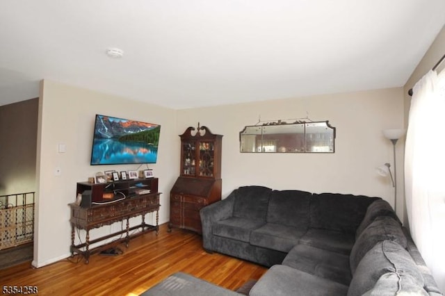 living area with wood finished floors