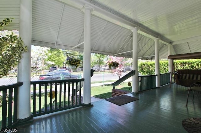 deck with covered porch