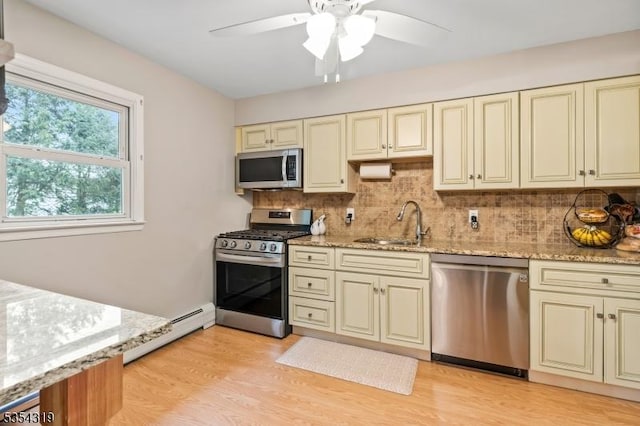 kitchen featuring a sink, cream cabinets, and stainless steel appliances