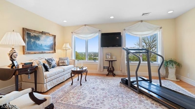 37 Gregory Ave, West Orange Twp, NJ 07052 - living room with wood finished floors, baseboards, and recessed lighting