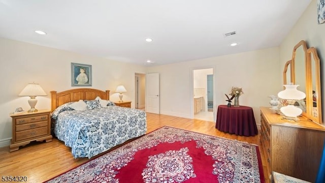 37 Gregory Ave, West Orange Twp, NJ 07052 - bedroom with light wood-style flooring, baseboards, recessed lighting, and ensuite bathroom