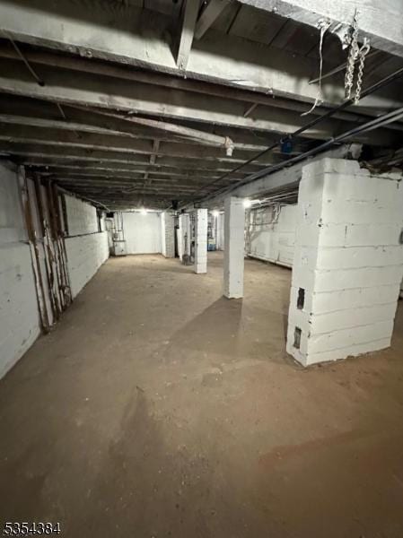 view of unfinished basement