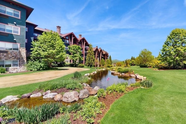 3 Wild Turkey Way Unit 240/, Hardyston Twp, NJ 07419 - view of home's community with a yard and a small pond