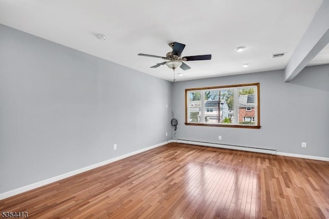 42 E Lincoln Ave, Roselle Park Boro, NJ 07204 - spare room featuring baseboard heating, wood finished floors, baseboards, and a ceiling fan