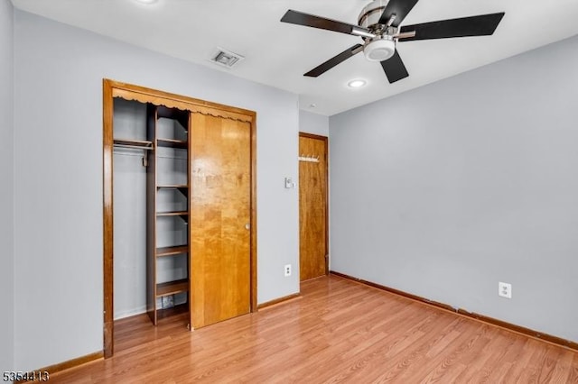 42 E Lincoln Ave, Roselle Park Boro, NJ 07204 - unfurnished bedroom with light wood-style floors, baseboards, a closet, and recessed lighting