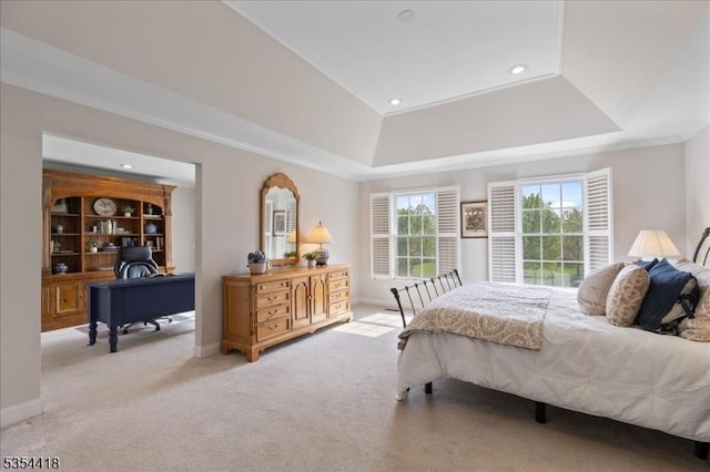 17 Hunters Path, Montgomery Twp, NJ 08558 - bedroom featuring recessed lighting, baseboards, light carpet, and a raised ceiling
