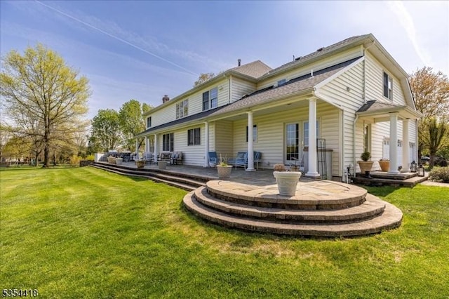 17 Hunters Path, Montgomery Twp, NJ 08558 - back of property with a patio area and a yard