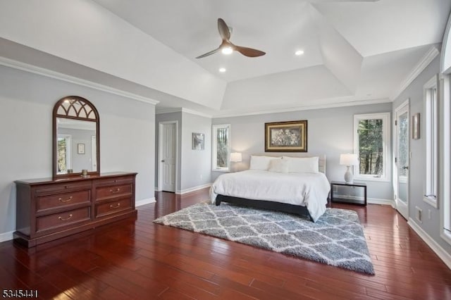 25 Hook Mountain Dr, Clinton Twp, NJ 08801 - bedroom featuring recessed lighting, baseboards, dark wood-style floors, and ornamental molding