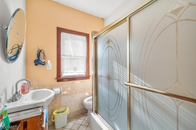104 Riggs Pl, West Orange Twp, NJ 07052 - bathroom featuring vanity, tile patterned flooring, toilet, and tile walls