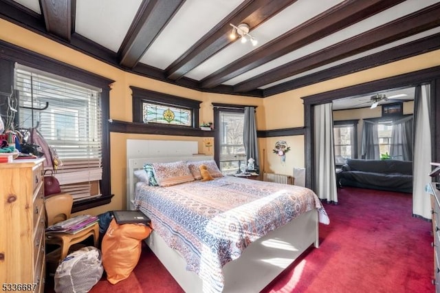 104 Riggs Pl, West Orange Twp, NJ 07052 - bedroom featuring beamed ceiling and carpet flooring