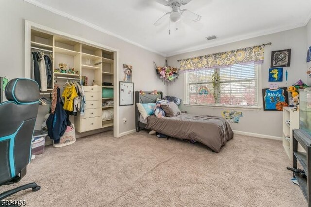 18 Higgins Farm Rd, Delaware Twp, NJ 08559 - bedroom featuring a closet, ornamental molding, baseboards, and carpet flooring