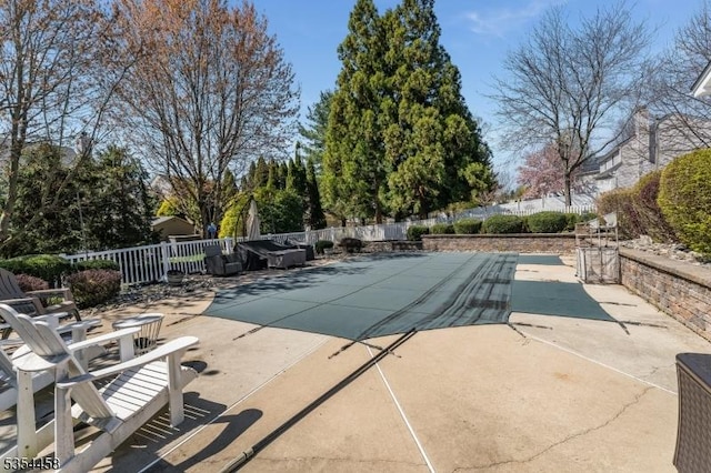 18 Higgins Farm Rd, Delaware Twp, NJ 08559 - view of swimming pool with fence, a fenced in pool, and a patio area