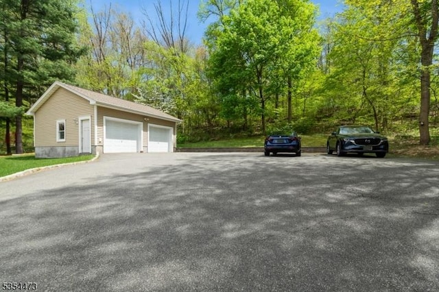 view of detached garage