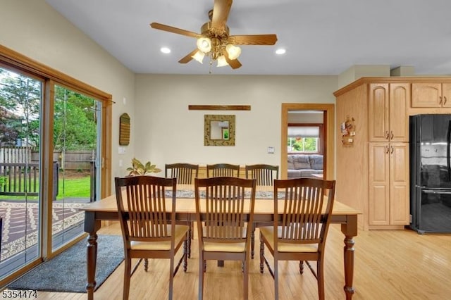 8 Katherine St, Denville Twp, NJ 07834 - dining room featuring light wood-type flooring, healthy amount of natural light, a ceiling fan, and recessed lighting