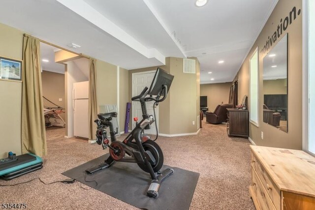11 Southgate Dr, Clinton Twp, NJ 08801 - exercise area featuring carpet flooring, baseboards, and recessed lighting