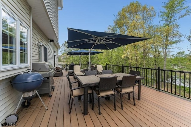 11 Southgate Dr, Clinton Twp, NJ 08801 - wooden terrace with area for grilling and outdoor dining area
