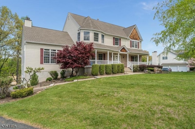 11 Southgate Dr, Clinton Twp, NJ 08801 - victorian-style house with covered porch, a chimney, and a front lawn