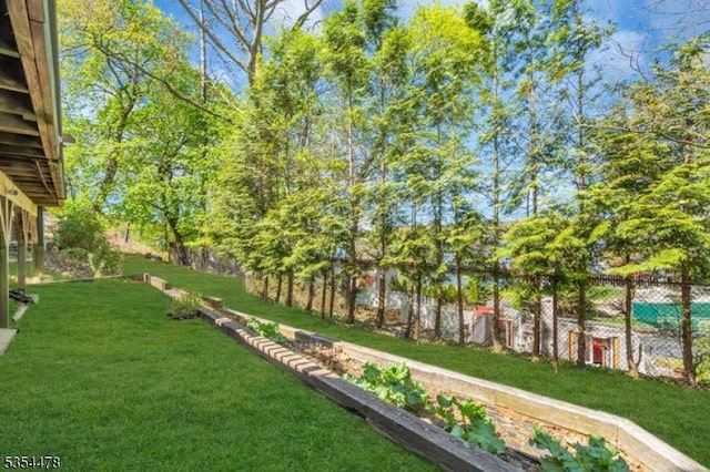 view of yard featuring fence