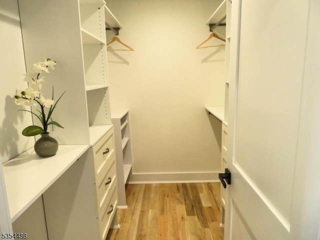 spacious closet with light wood-type flooring