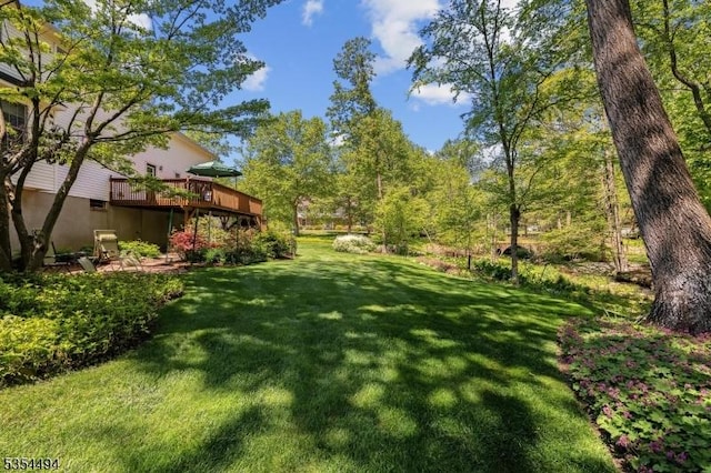 21 Dorset Rd, Washington Twp, NJ 07853 - view of green lawn featuring a deck